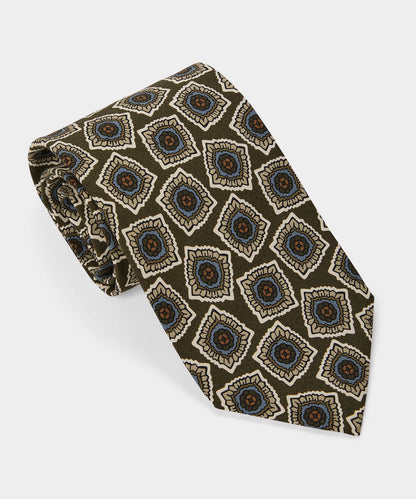Todd Snyder Italian Silk Medallion Tie - Olive