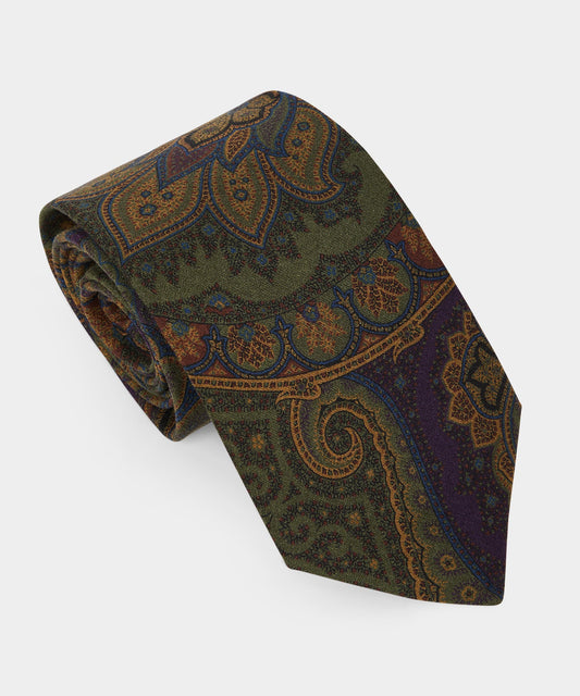 Todd Snyder Italian Silk Exploded Paisley Tie - Olive