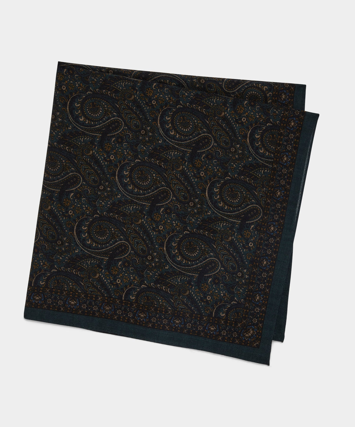 Todd Snyder Italian Wool Paisley Neckerchief - Dark Teal
