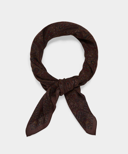 Todd Snyder Italian Wool Paisley Neckerchief - Raisin