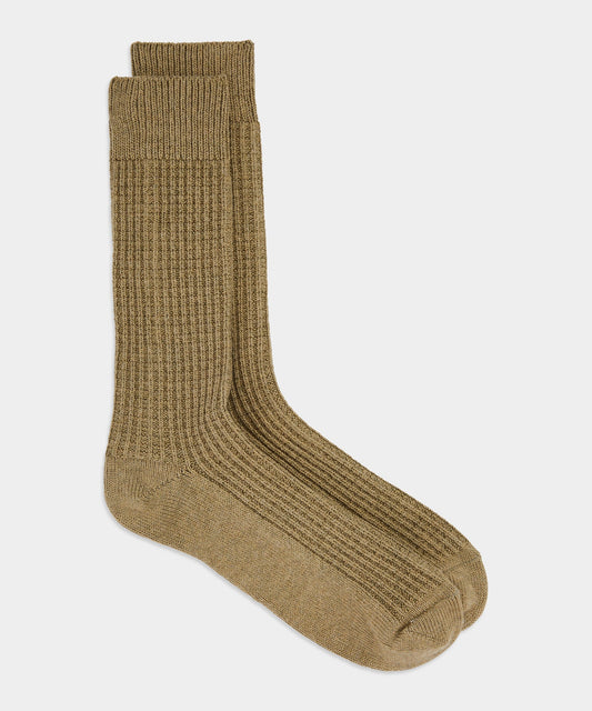 Todd Snyder Cotton Waffle Sock - Field Grass