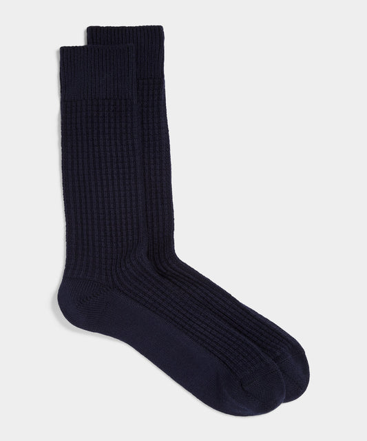 Todd Snyder Cotton Waffle Sock - Navy