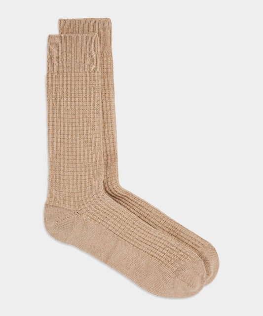 Todd Snyder Cotton Waffle Sock - Tan Heather
