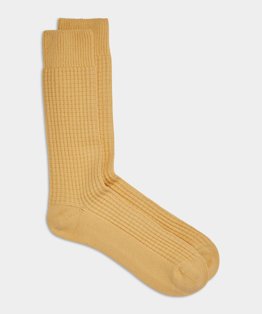 Todd Snyder Cotton Waffle Sock - Pale Yellow