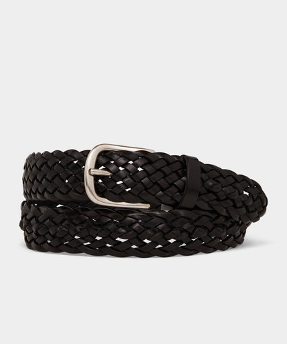 Todd Snyder Italian Leather Braided Belt - Black