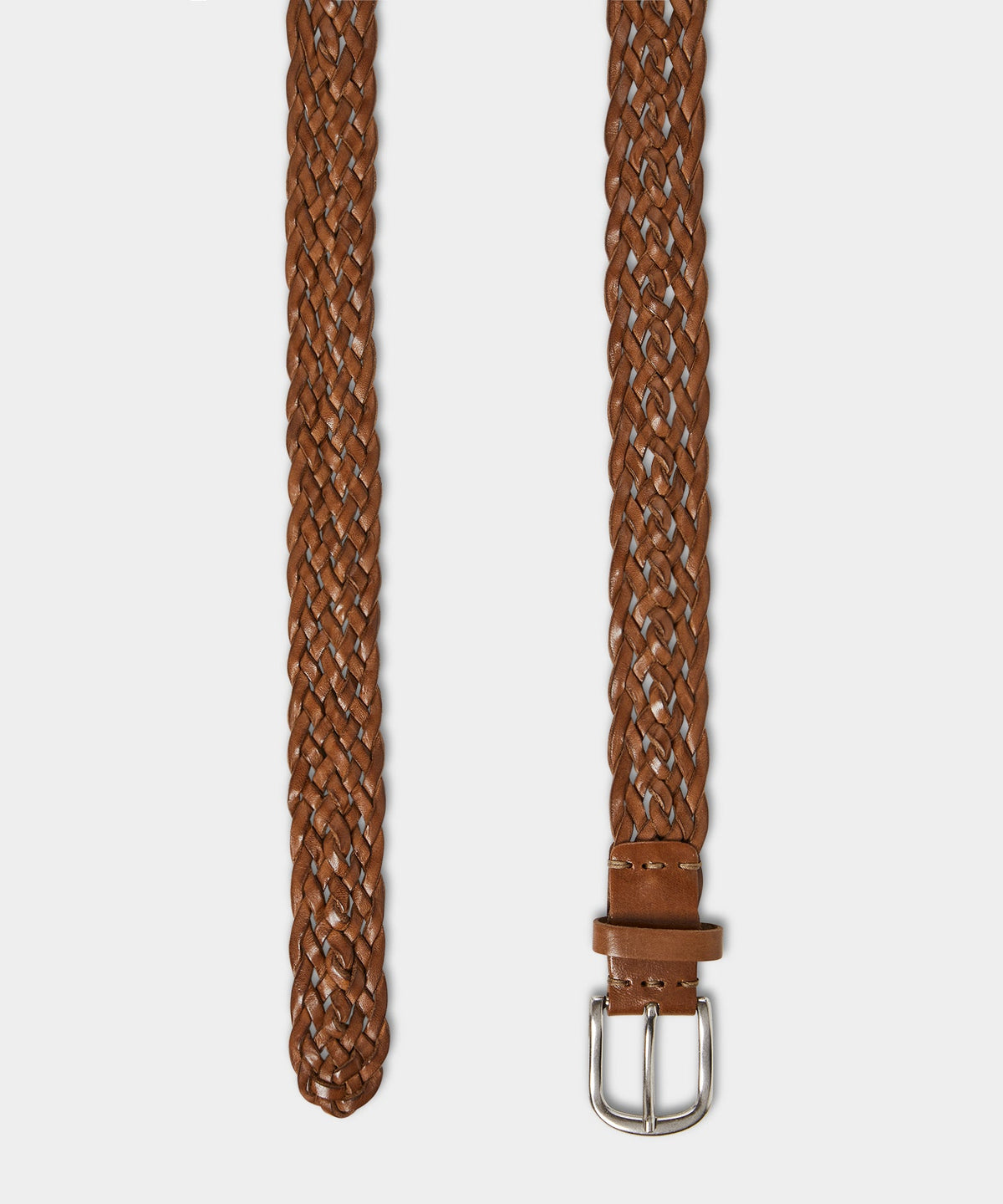 Todd Snyder Italian Leather Braided Belt - Saddle Brown