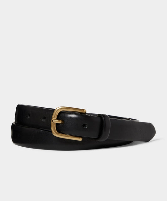 Todd Snyder Italian Beveled Edge Leather Belt - Black