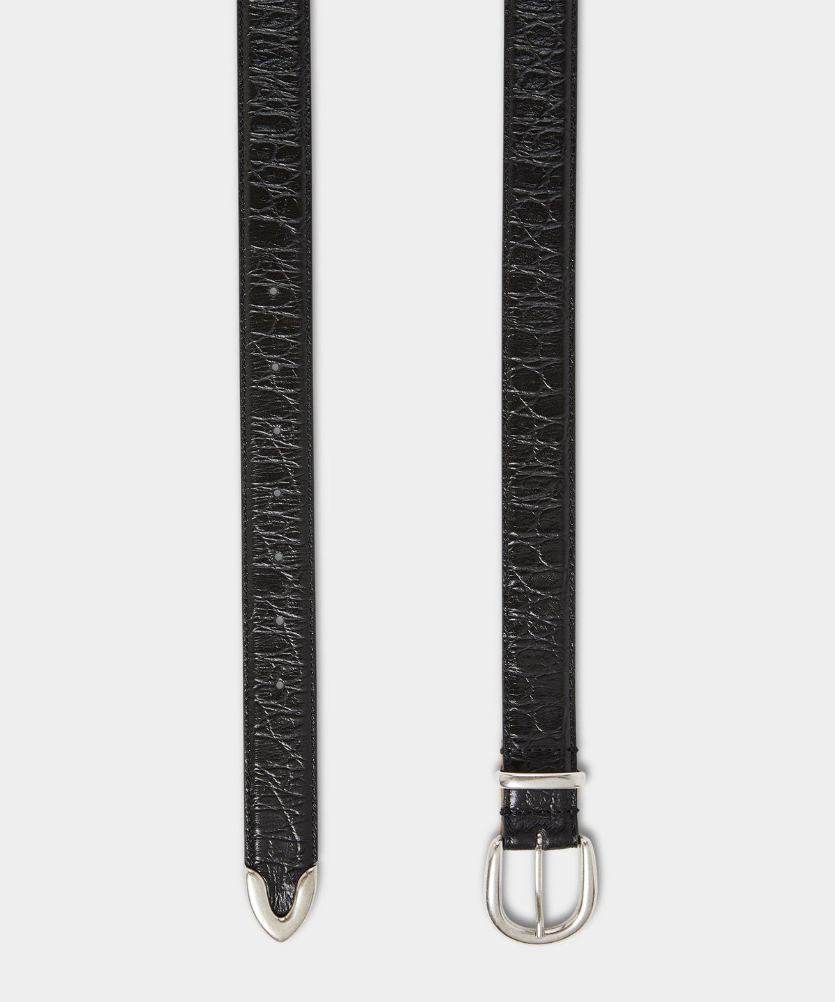 Todd Snyder Italian Crocodile Embossed Leather Belt - Black