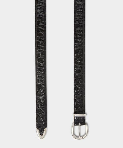 Todd Snyder Italian Crocodile Embossed Leather Belt - Black