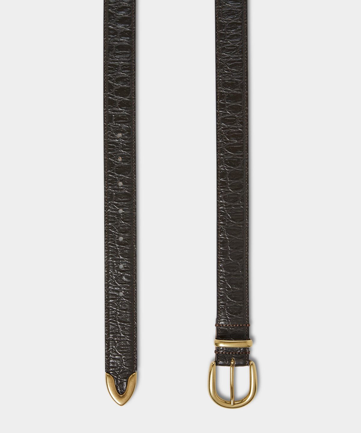 Todd Snyder Italian Crocodile Embossed Leather Belt - Brown