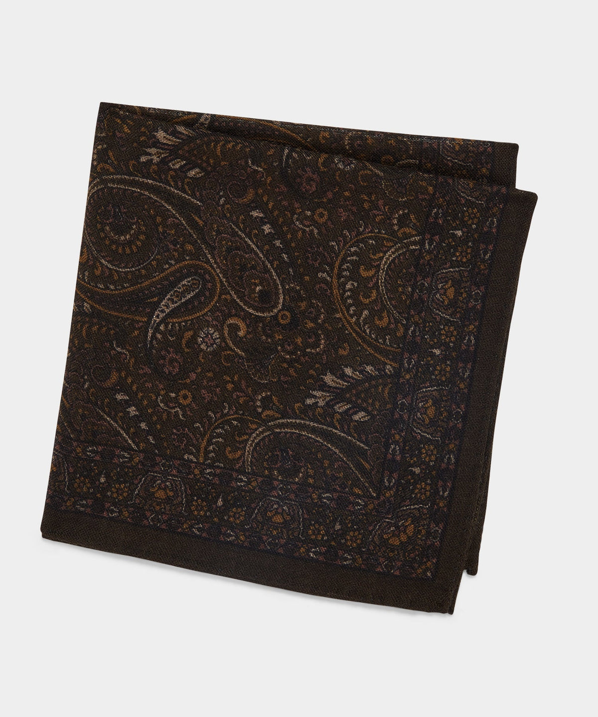 Todd Snyder Italian Wool Perfect Paisley Pocket Square - Olive