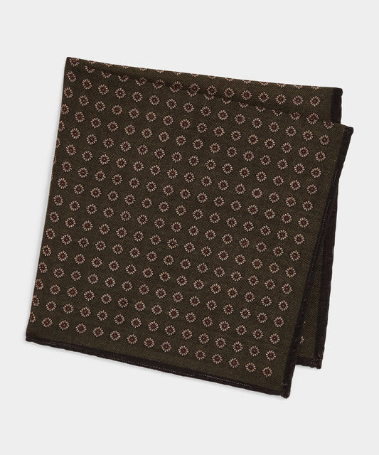 Todd Snyder Italian Wool Floral Pocket Square - Green