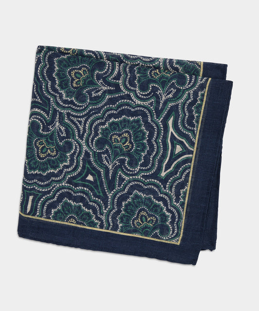 Todd Snyder Italian Paisley Pocket Square - Navy