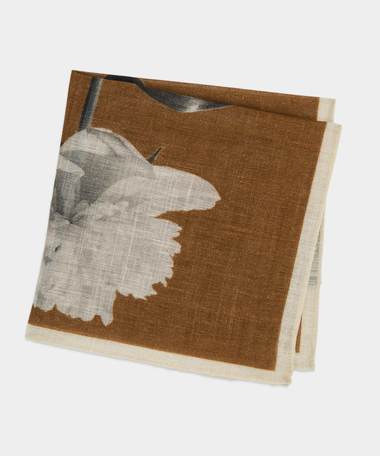 Todd Snyder Italian Linen Floral Pocket Square - Brown