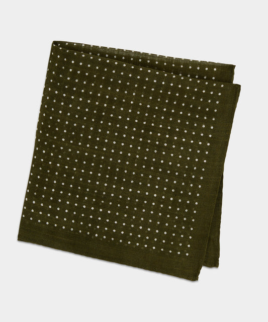 Todd Snyder Italian Dot Pocket Square - Olive