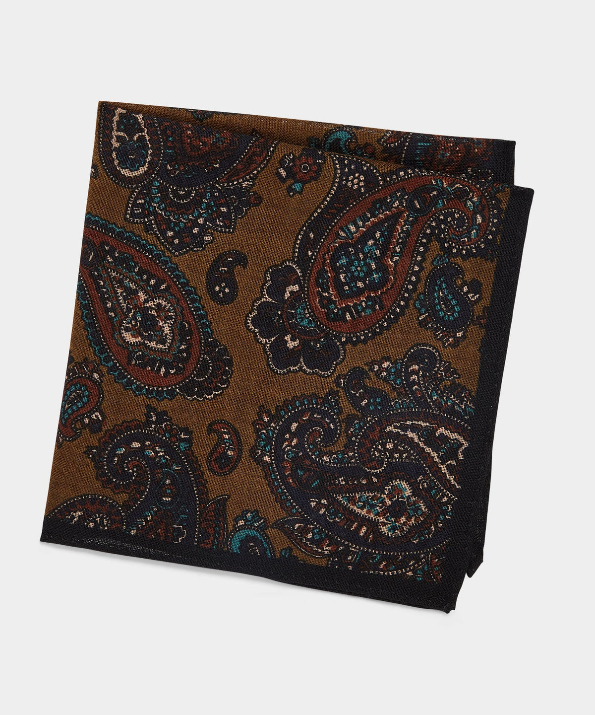 Todd Snyder Italian Wool Paisley Pocket Square - Gold