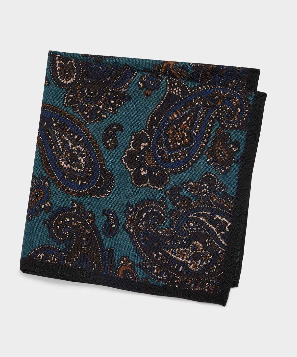 Todd Snyder Italian Wool Paisley Pocket Square - Teal