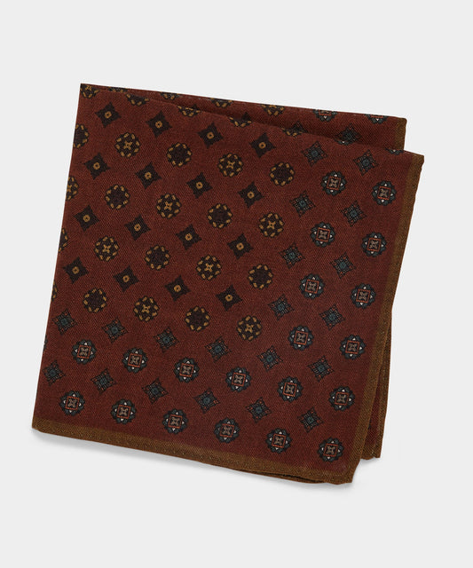Todd Snyder Italian Wool Medallion Pocket Square - Brown