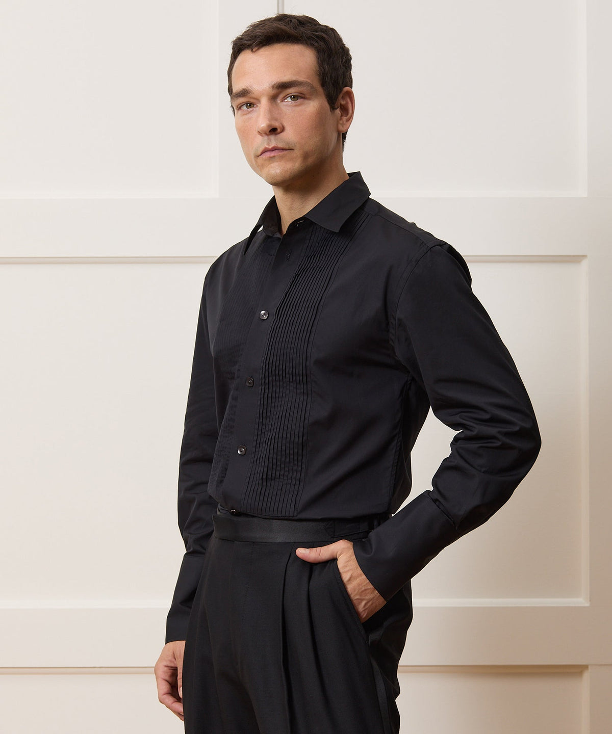 Todd Snyder Armando Cabral Pleat Bib Tuxedo Shirt - Black