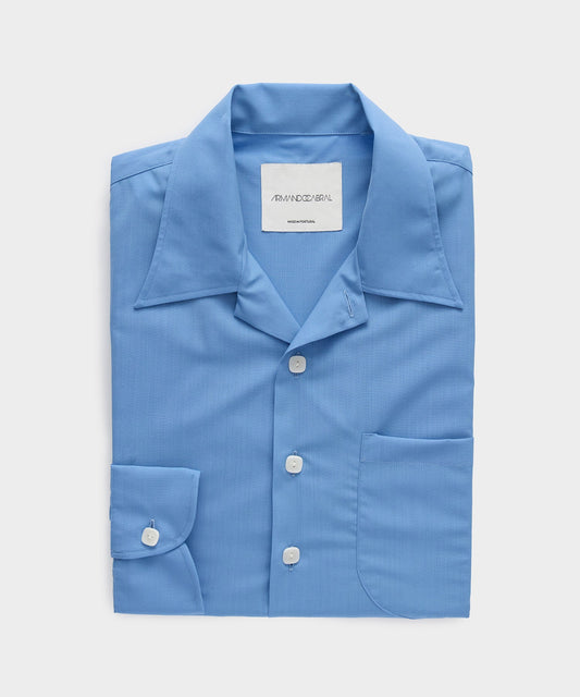 Todd Snyder Armando Cabral Long Sleeve Camp Collar Dress Shirt - Light Blue