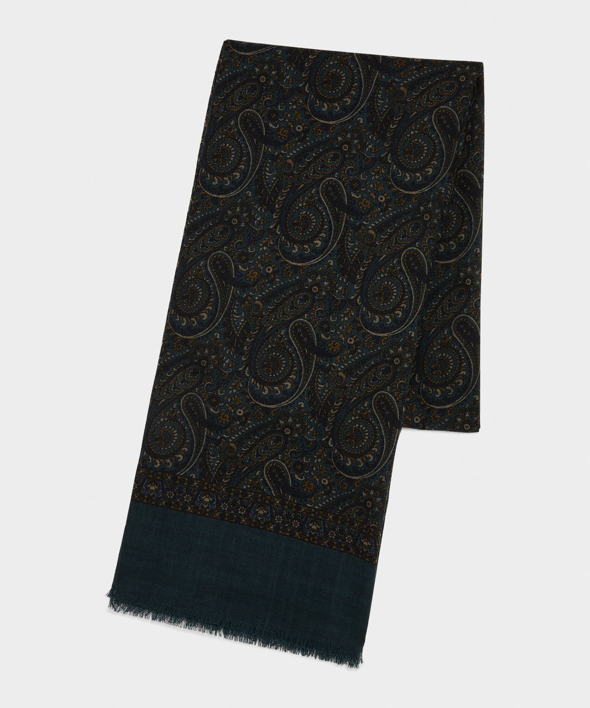 Todd Snyder Italian Wool Paisley Scarf - Poseidon