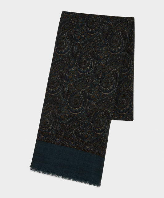 Todd Snyder Italian Wool Paisley Scarf - Poseidon