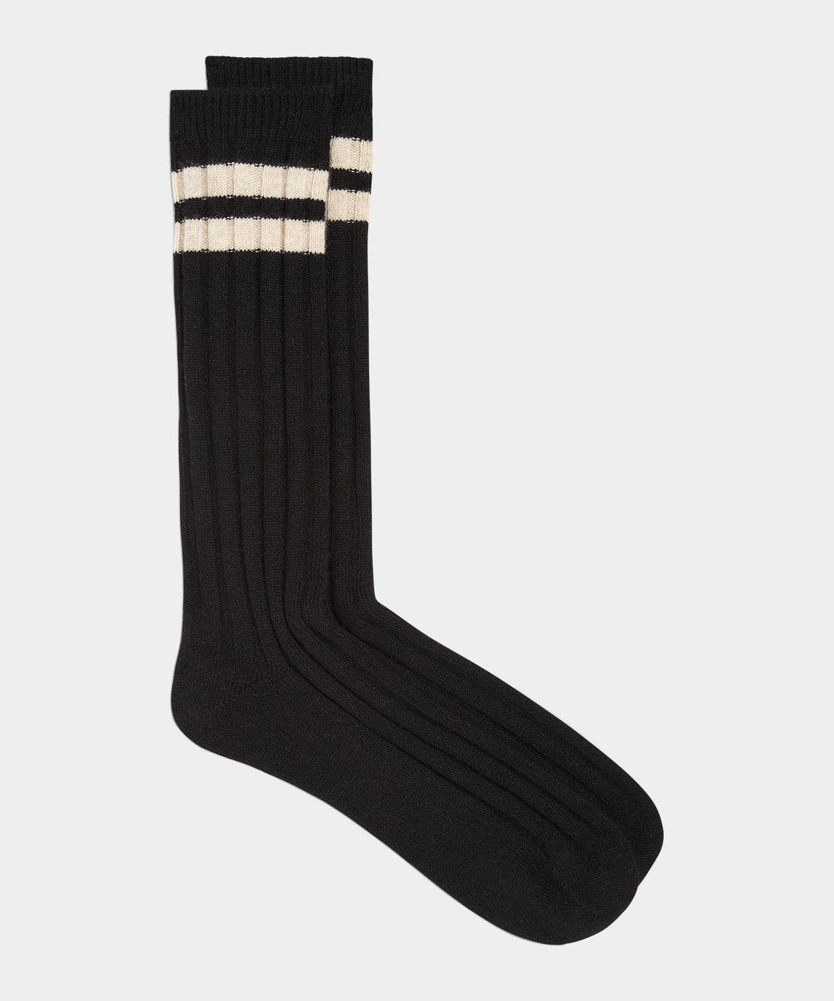 Todd Snyder Striped Cashmere Sock - Black