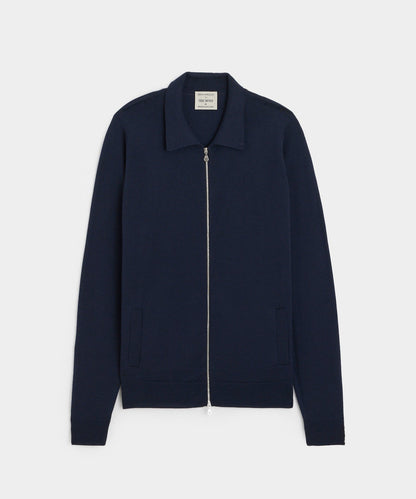 Todd Snyder John Smedley Alston Merino Wool Zip-Up - Midnight
