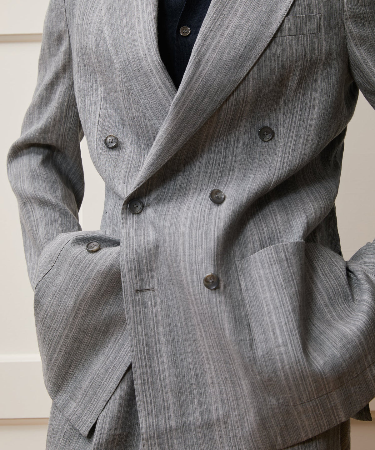 Todd Snyder Italian Multi-Stripe Linen Wythe Jacket - Grey