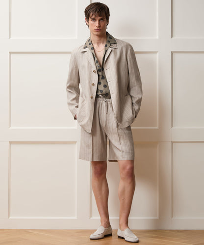 Todd Snyder Italian Linen Pinstripe Leisure Short - Beige