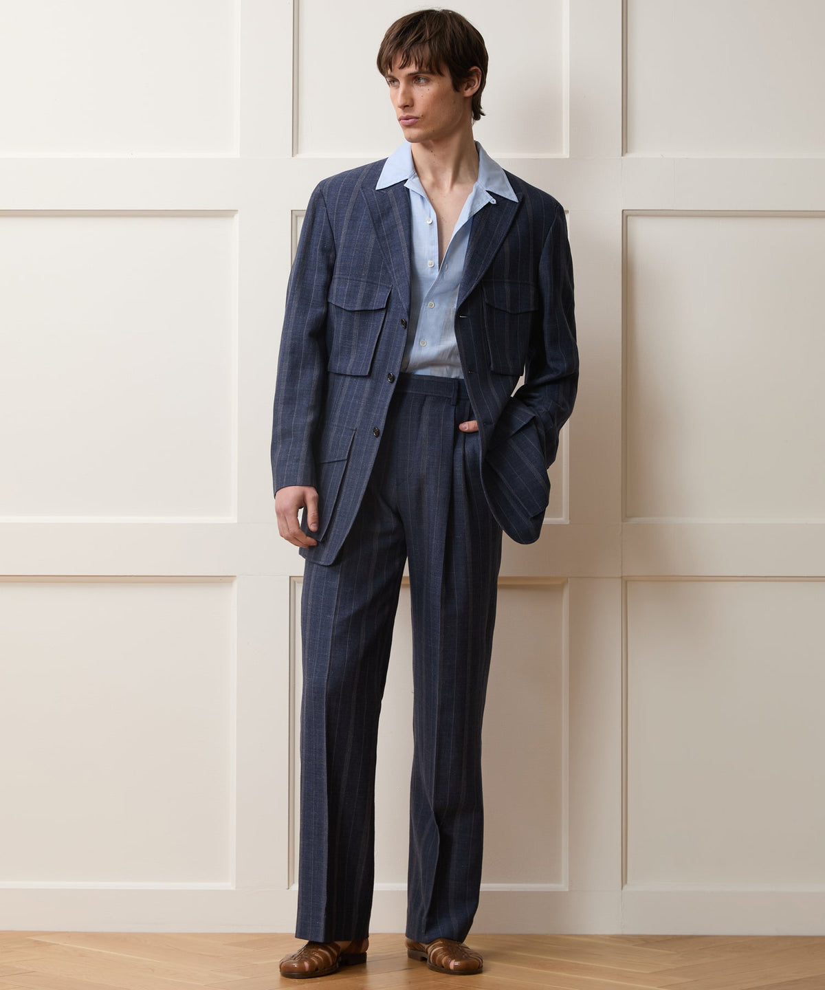 Todd Snyder Italian Wool-Linen Cartographer's Jacket - Blue Ink