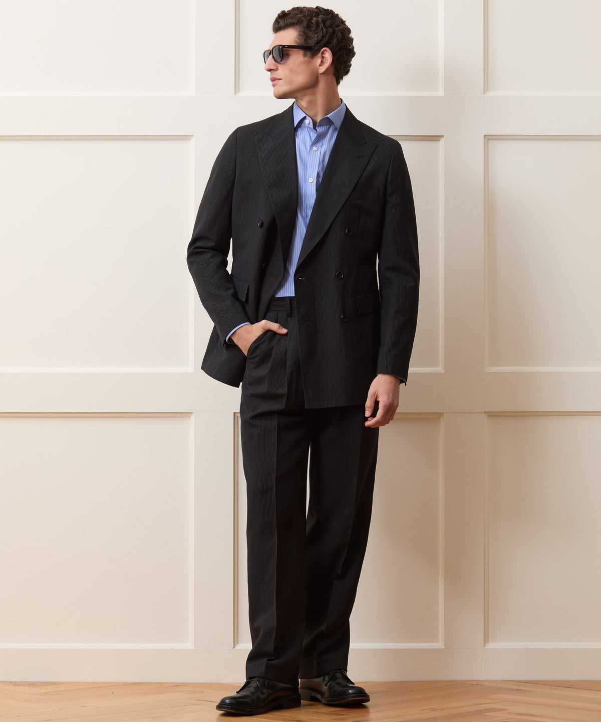 Todd Snyder Italian Striped Linen Wythe Jacket - Black