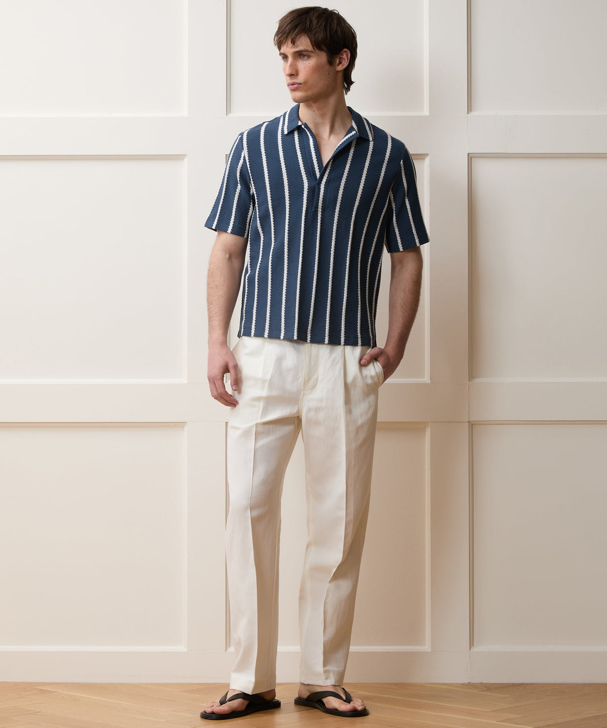 Todd Snyder Relaxed Textured Montauk Polo - Navy