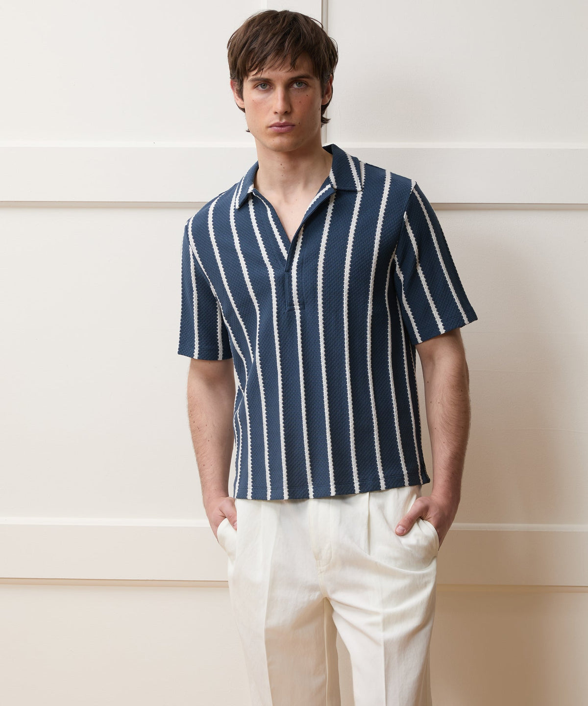 Todd Snyder Relaxed Textured Montauk Polo - Navy