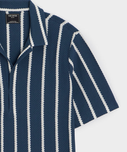 Todd Snyder Relaxed Textured Montauk Polo - Navy