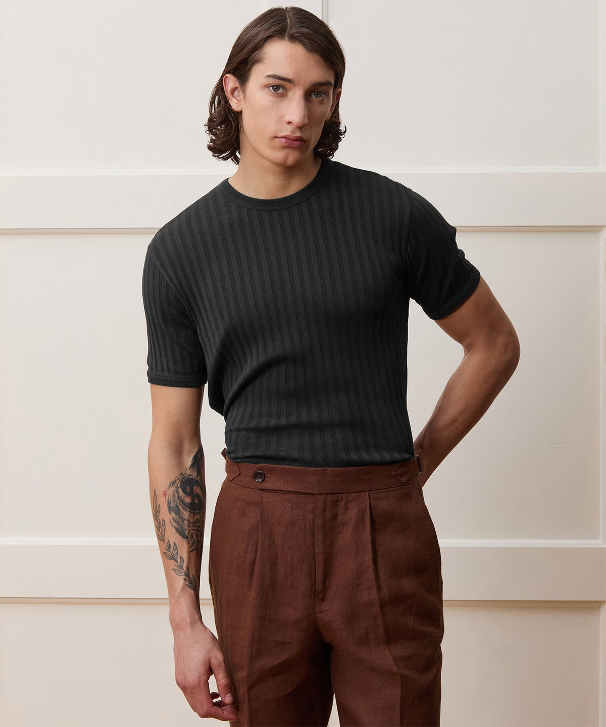 Todd Snyder Ribbed Tee - Pitch Black