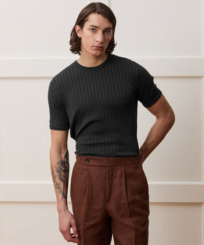Todd Snyder Ribbed Tee - Pitch Black