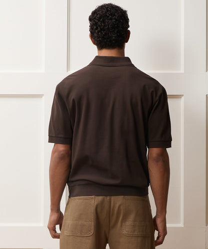 Todd Snyder Relaxed Cotton Pique Polo - Dark Mocha