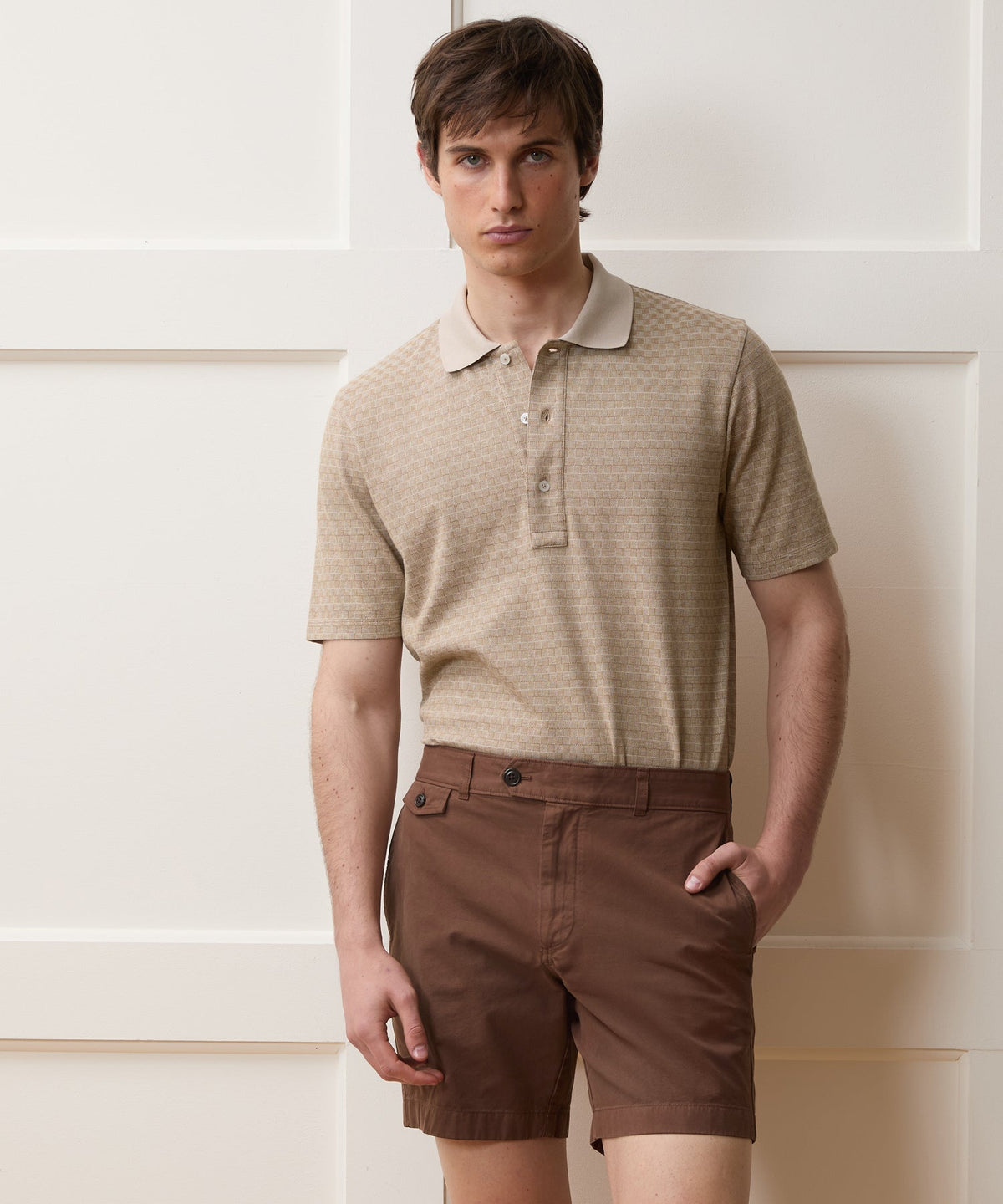 Todd Snyder Grid Pique Polo - Baja Dunes