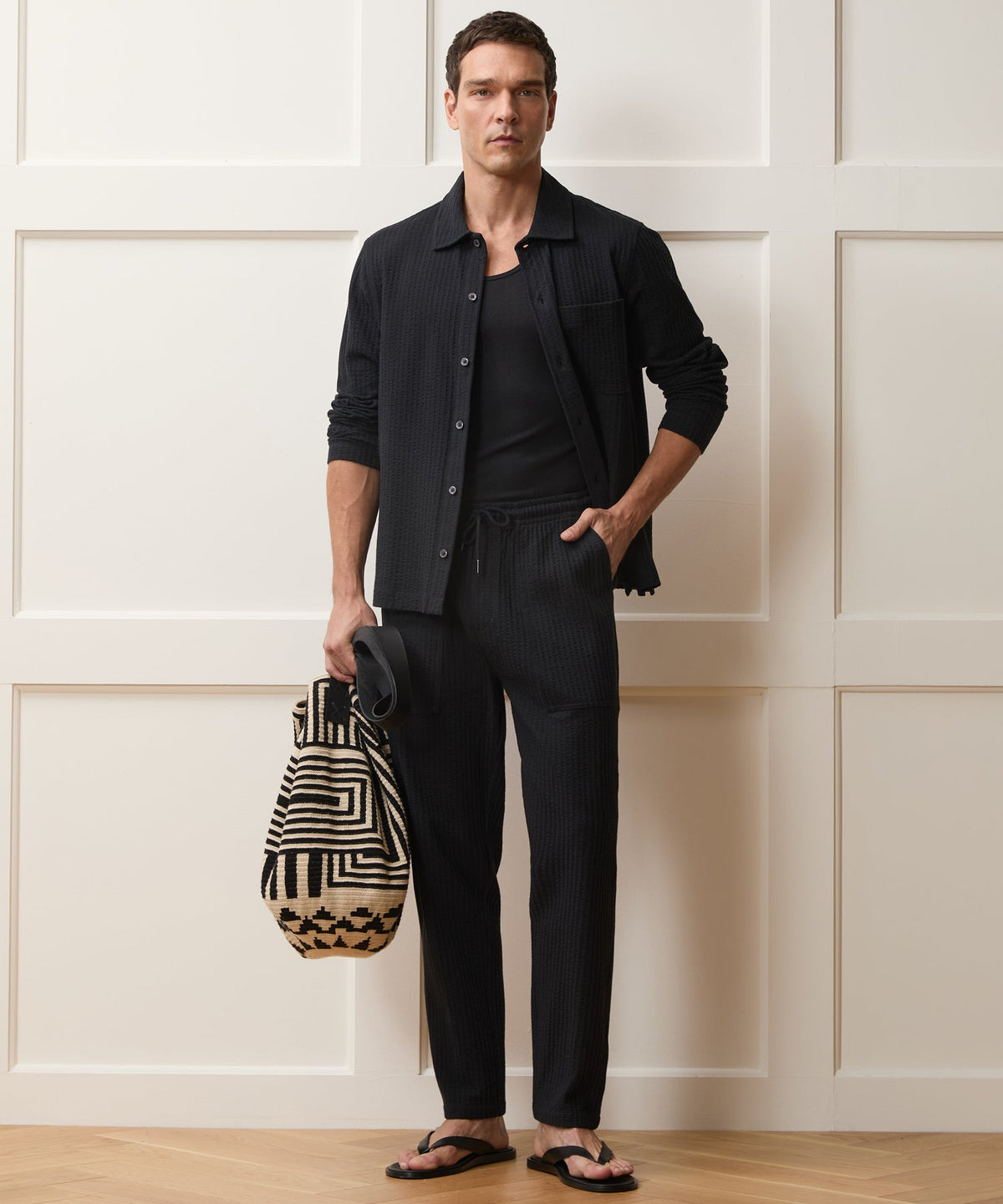 Todd Snyder Knit Seersucker Shirt - Black