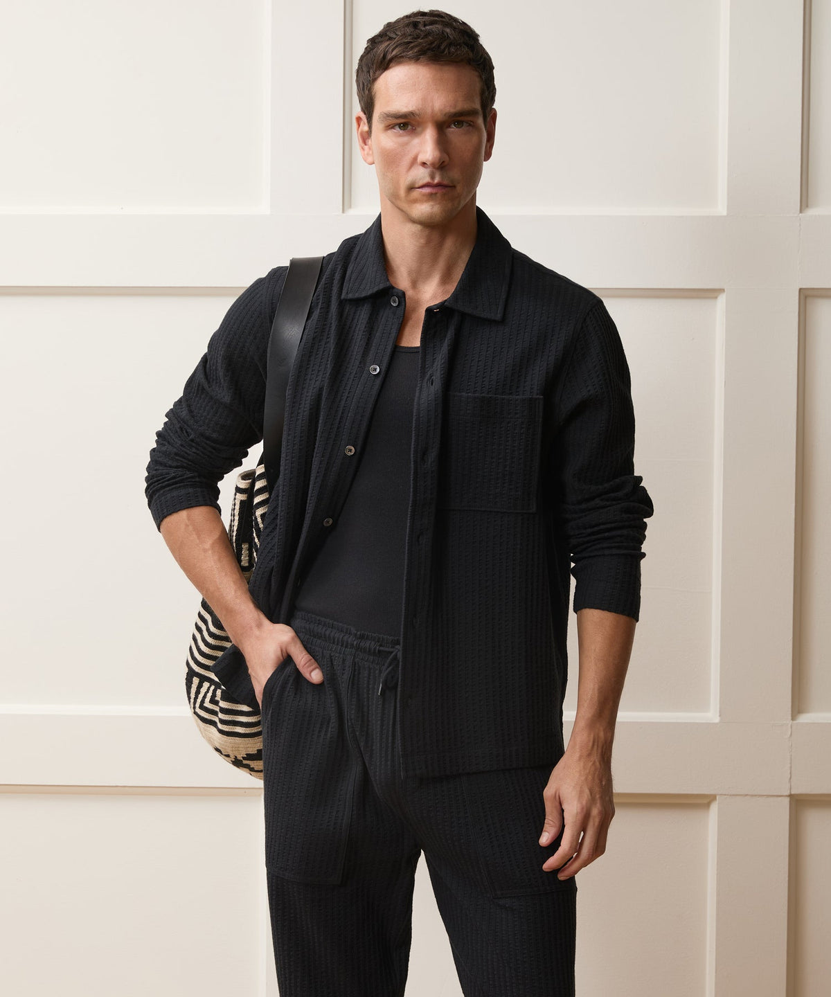 Todd Snyder Knit Seersucker Shirt - Black