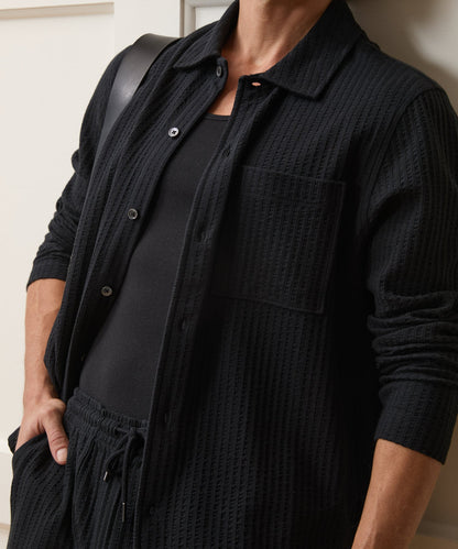 Todd Snyder Knit Seersucker Shirt - Black