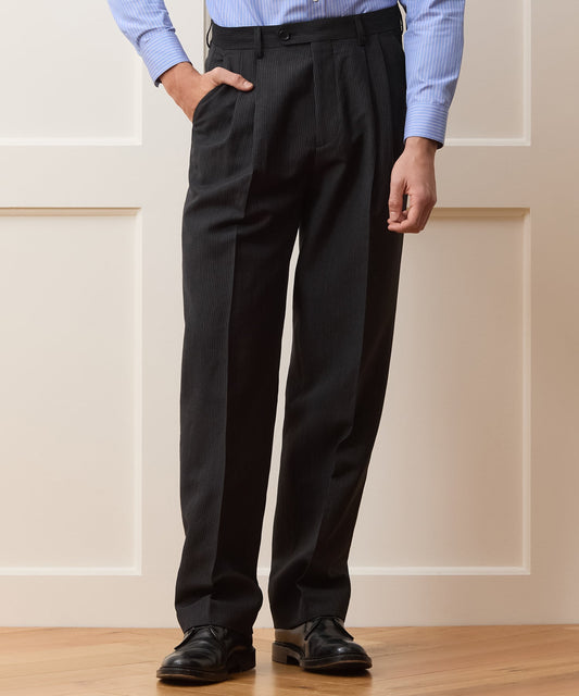 Todd Snyder Italian Striped Linen Wythe Trouser - Black