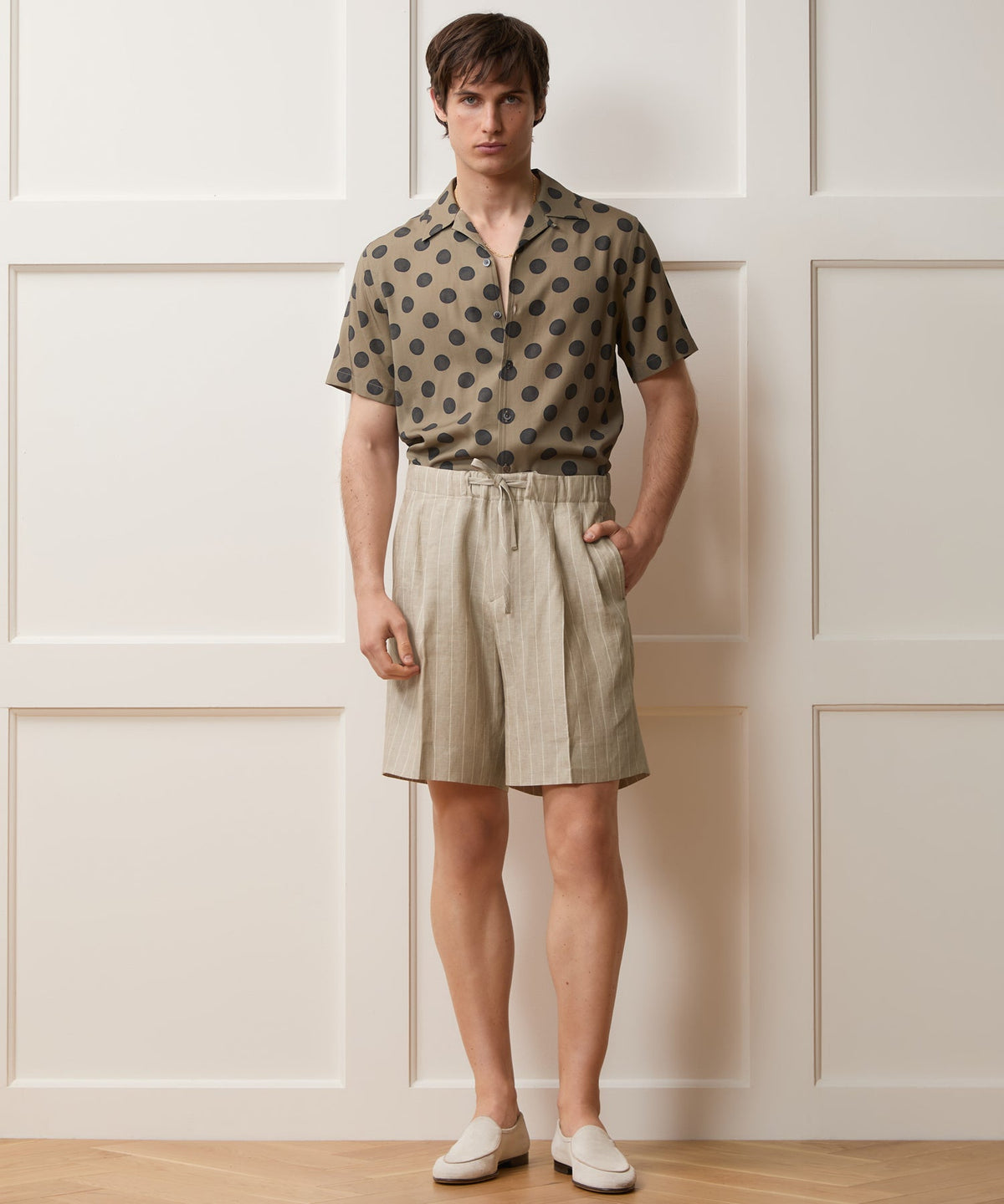 Todd Snyder Italian Linen Pinstripe Leisure Short - Beige