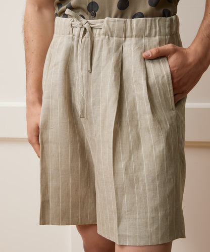 Todd Snyder Italian Linen Pinstripe Leisure Short - Beige