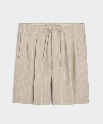 Todd Snyder Italian Linen Pinstripe Leisure Short - Beige