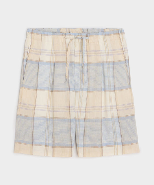 Todd Snyder Italian Linen Plaid Leisure Short - Cream