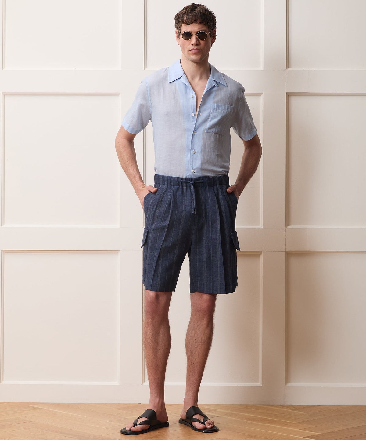 Todd Snyder Italian Wool-Linen Cargo Short - Indigo