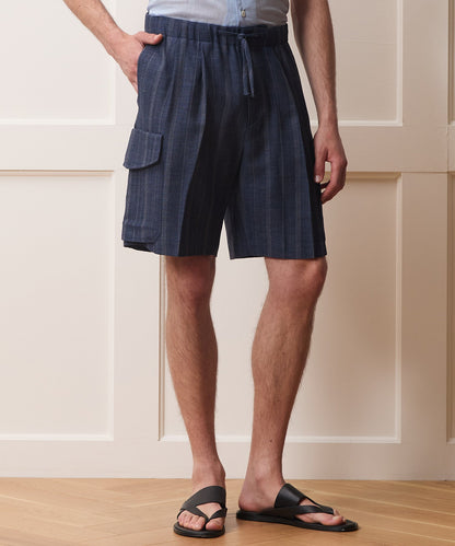 Todd Snyder Italian Wool-Linen Cargo Short - Indigo