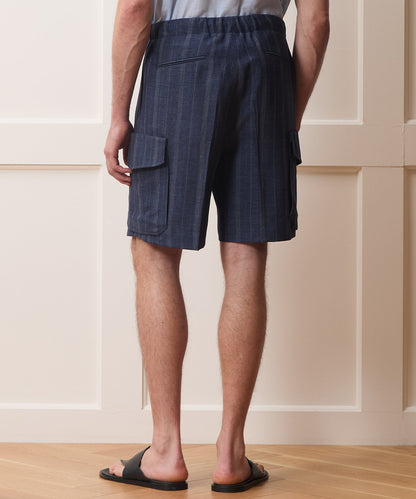 Todd Snyder Italian Wool-Linen Cargo Short - Indigo